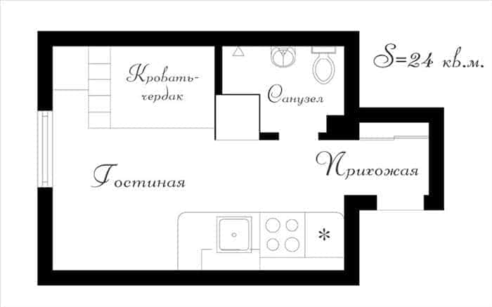 Дизайн квартиры студии в 20 кв. м. - реальные фото и планировки
